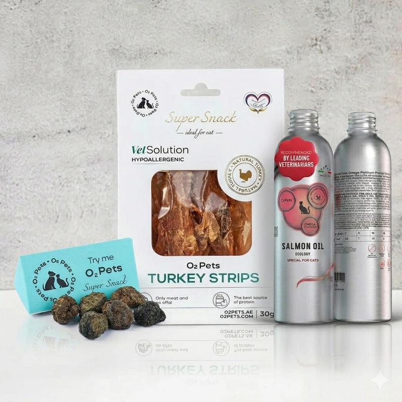 Support for Urinary health for Cats: Natural Omega-3 for Cats + Turkey Strips For Cat + Fishballs (mini)