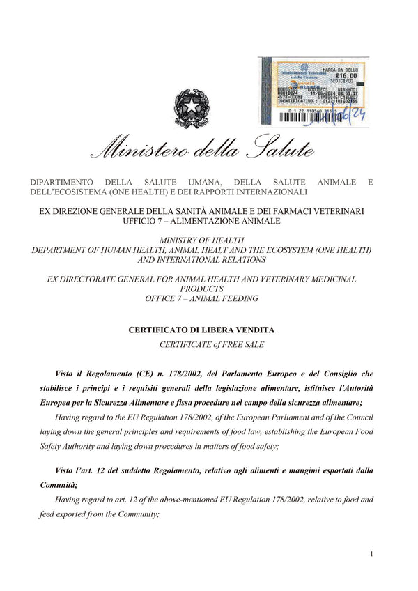 Certificate of Free Sale